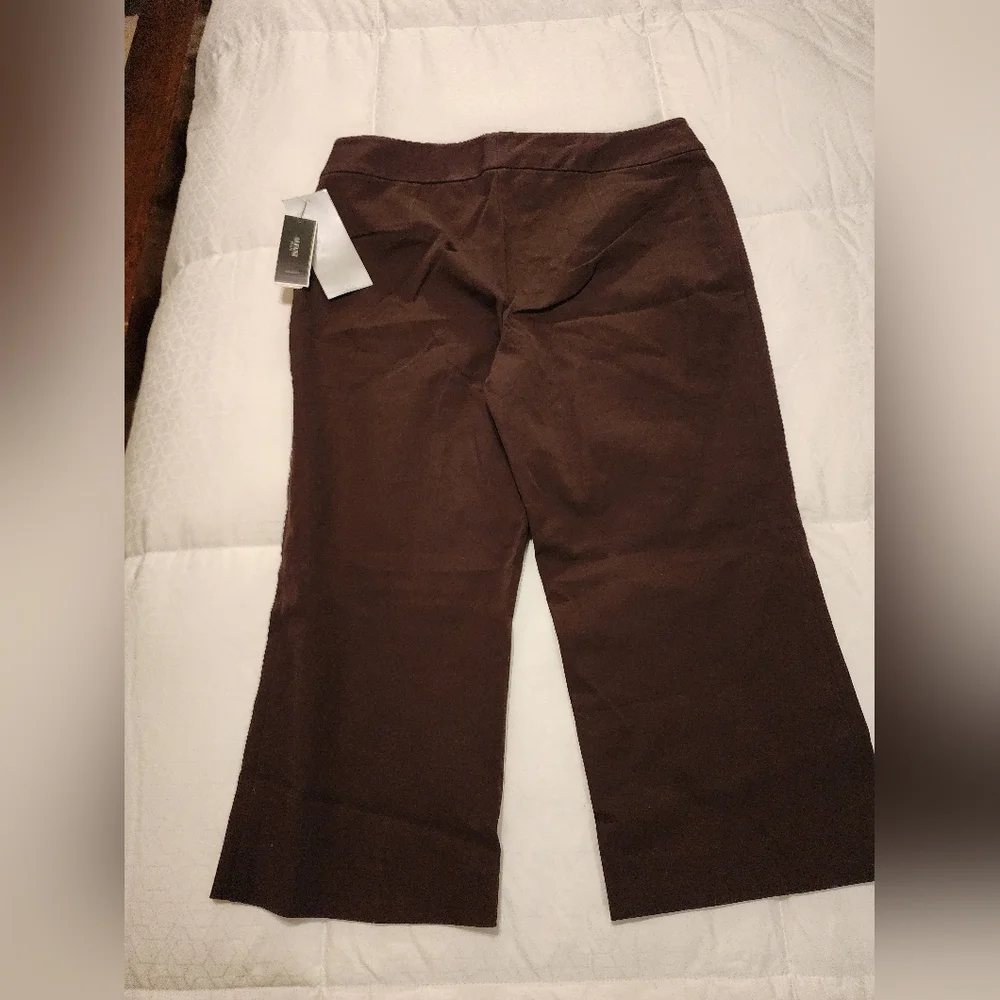 Alfani Womens Capri Pants Mid Rise Zipper Pockets Cotton Blend Brown Size 12P - Picture 2 of 6